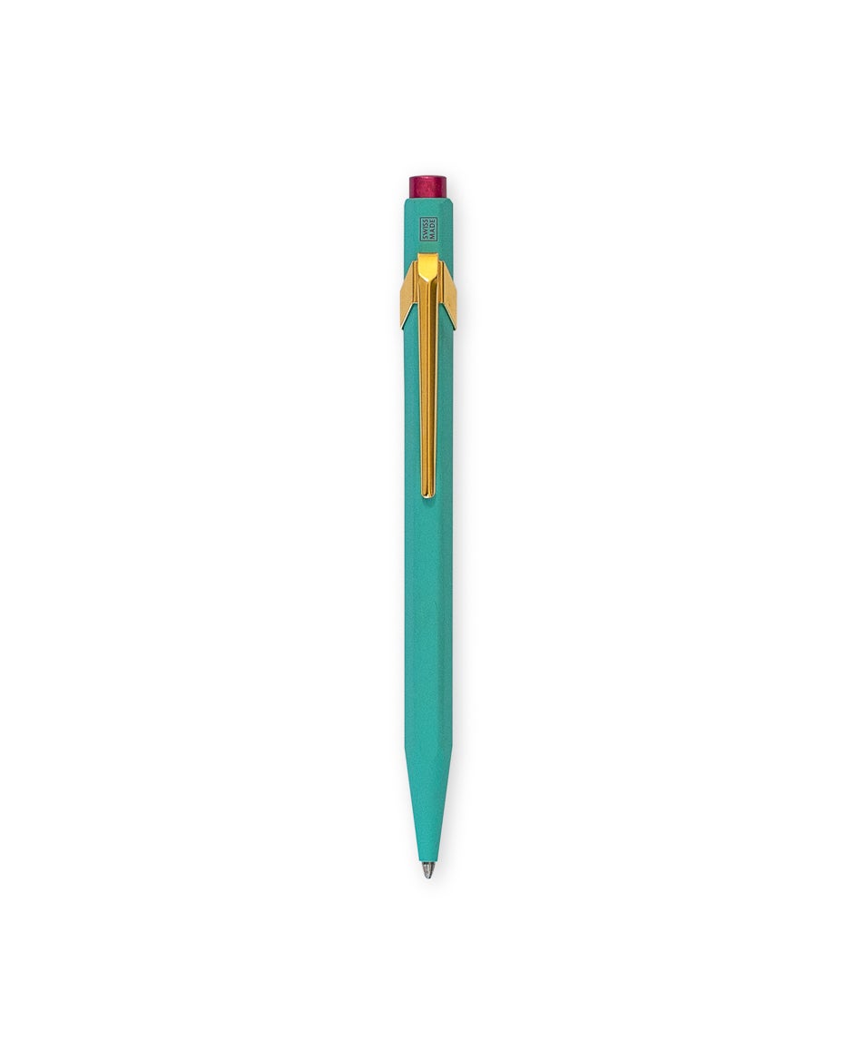 Caran D'Ache Penna A Sfera COLORMAT-X 849 - Colore Blu Turchese, Fusto Esagonale In Alluminio, Swiss Made, Ricaricabile Golia